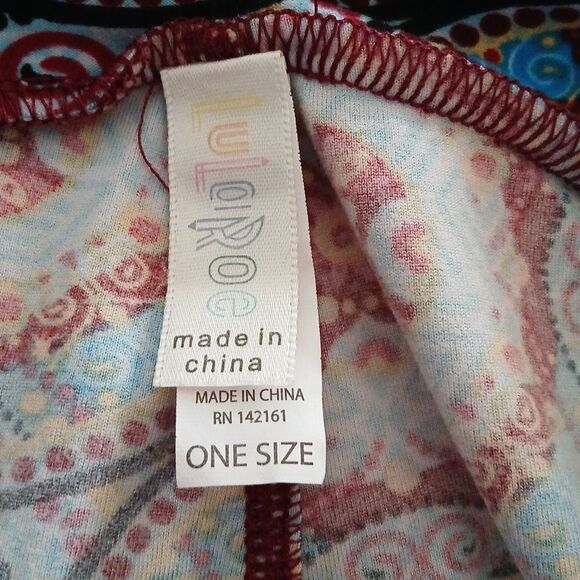 LulaRoe Leggings Colorful Medallions leggings blue maroon Sz One Size - Picture 6 of 6